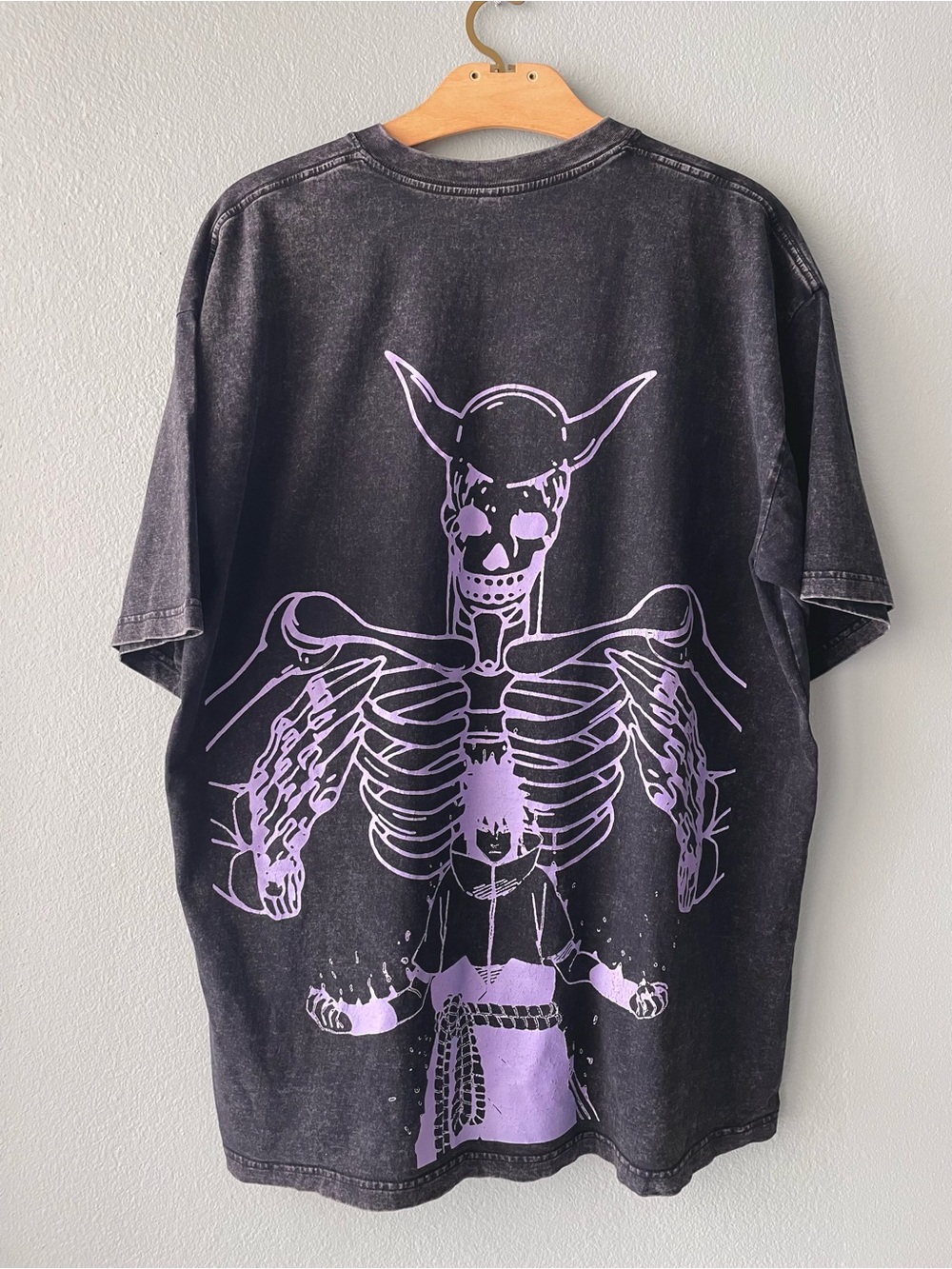 🌱5/$25🌱 | Black Acid-Wash Purple Graphic Sasuke Naruto Susanoo Skeleton Tee